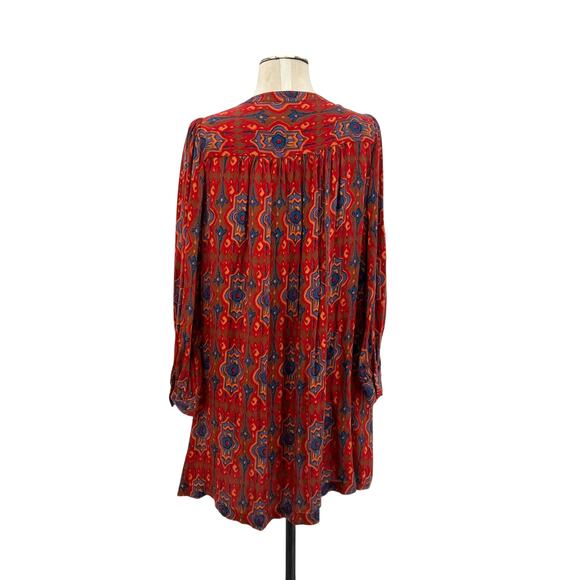 Anthropologie Tiny Rosemary Tunic Dress Long Sleeve Aztec Print Red Size Small - Picture 9 of 12